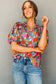 Red Floral Puff Sleeve Blouse