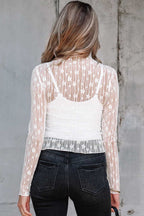 Sheer Floral Lace Slim-Fit Top