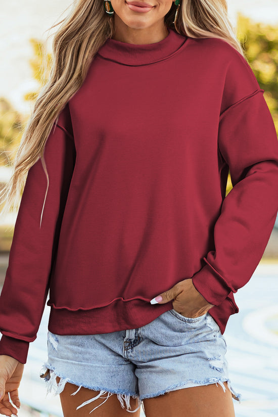 Drop Shoulder Reversible Mock Neck Sweatshirt Women UK