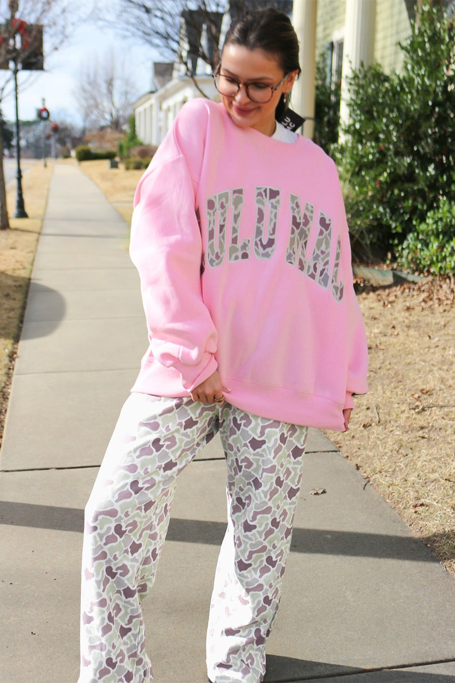 Camo Print Drawstring Waist Loose Fit Trousers