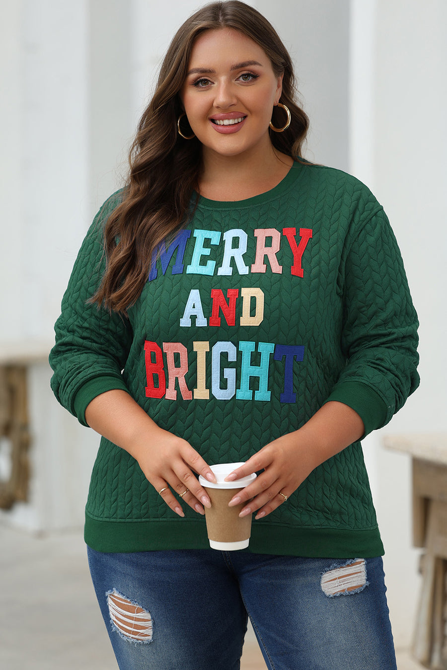 Chenille Cable Knit Slogan Sweatshirt Women UK
