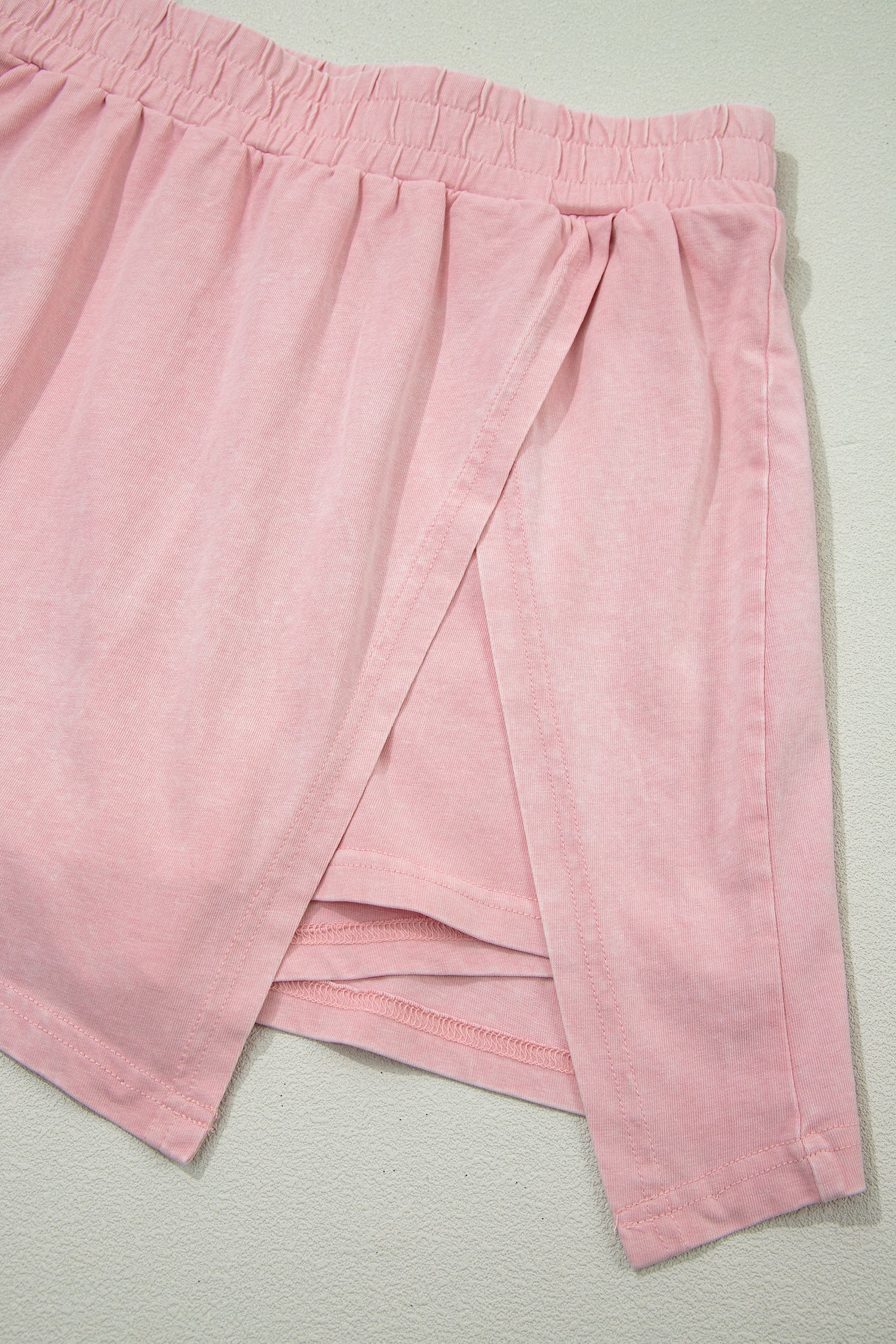 Mineral Wash V-Neck Tee Skort Set Two Piece Co-Ord High Waist Split Mini
