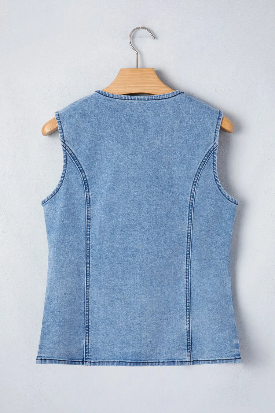 Buttoned front slit denim vest vests