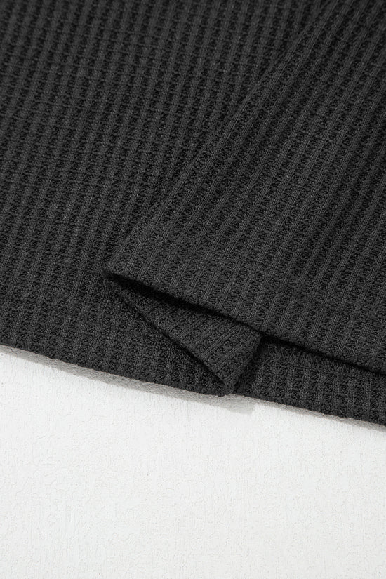 Waffle Knit Seam Detail Colour Block Patchwork Short Sleeve Top
