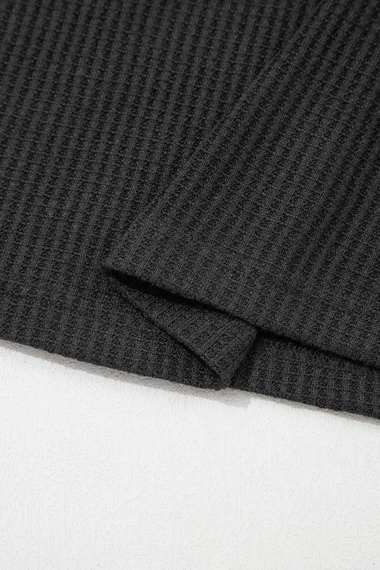Waffle Knit Seam Detail Colour Block Patchwork Short Sleeve Top