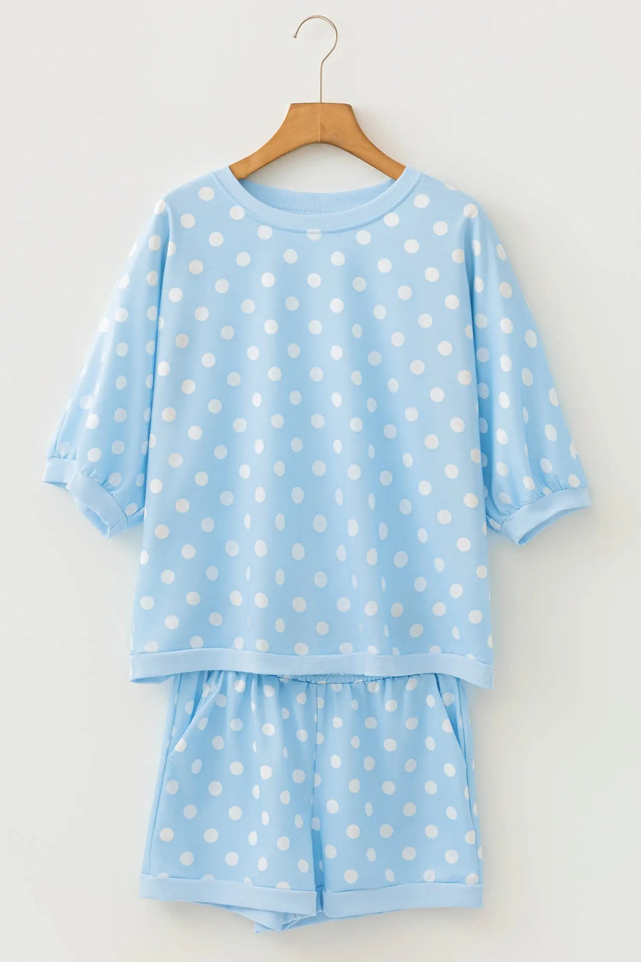 Polka Dot Oversized Top & Drawstring Shorts Set Women UK