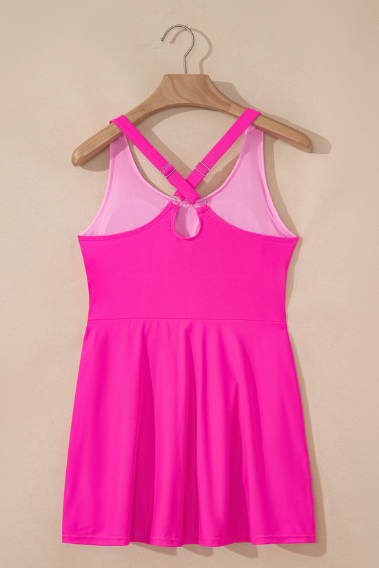 Swim Dress With Shorts | Pink One Piece Swimsuit Built In