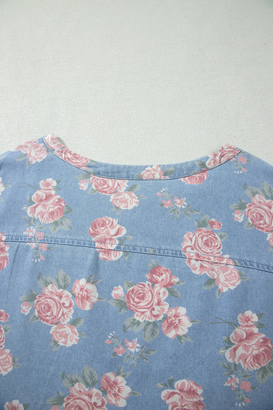 Floral Denim Short Sleeve Top and Shorts Set Women UK