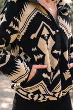 Aztec Pattern Plush Sweatshirt – Half Zip