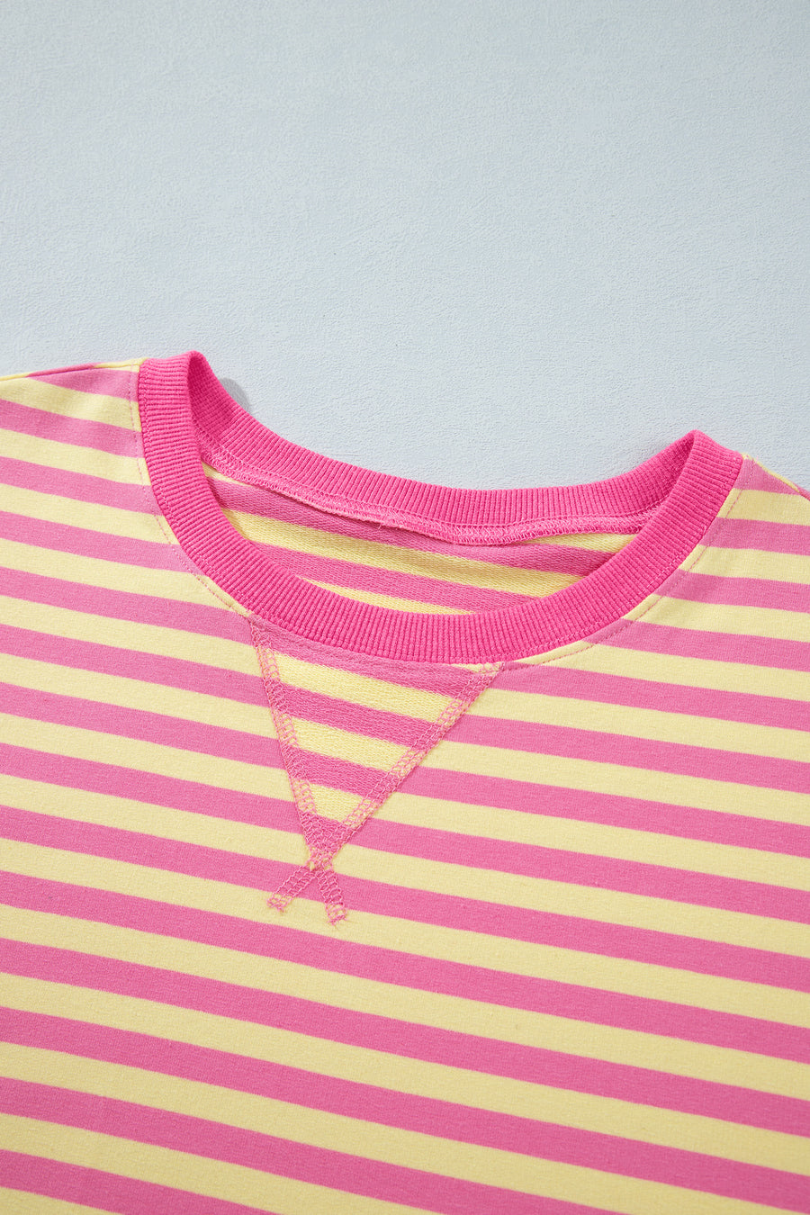 Pink Stripe Colourblock Crew Neck Tee & Drawstring Pant Set