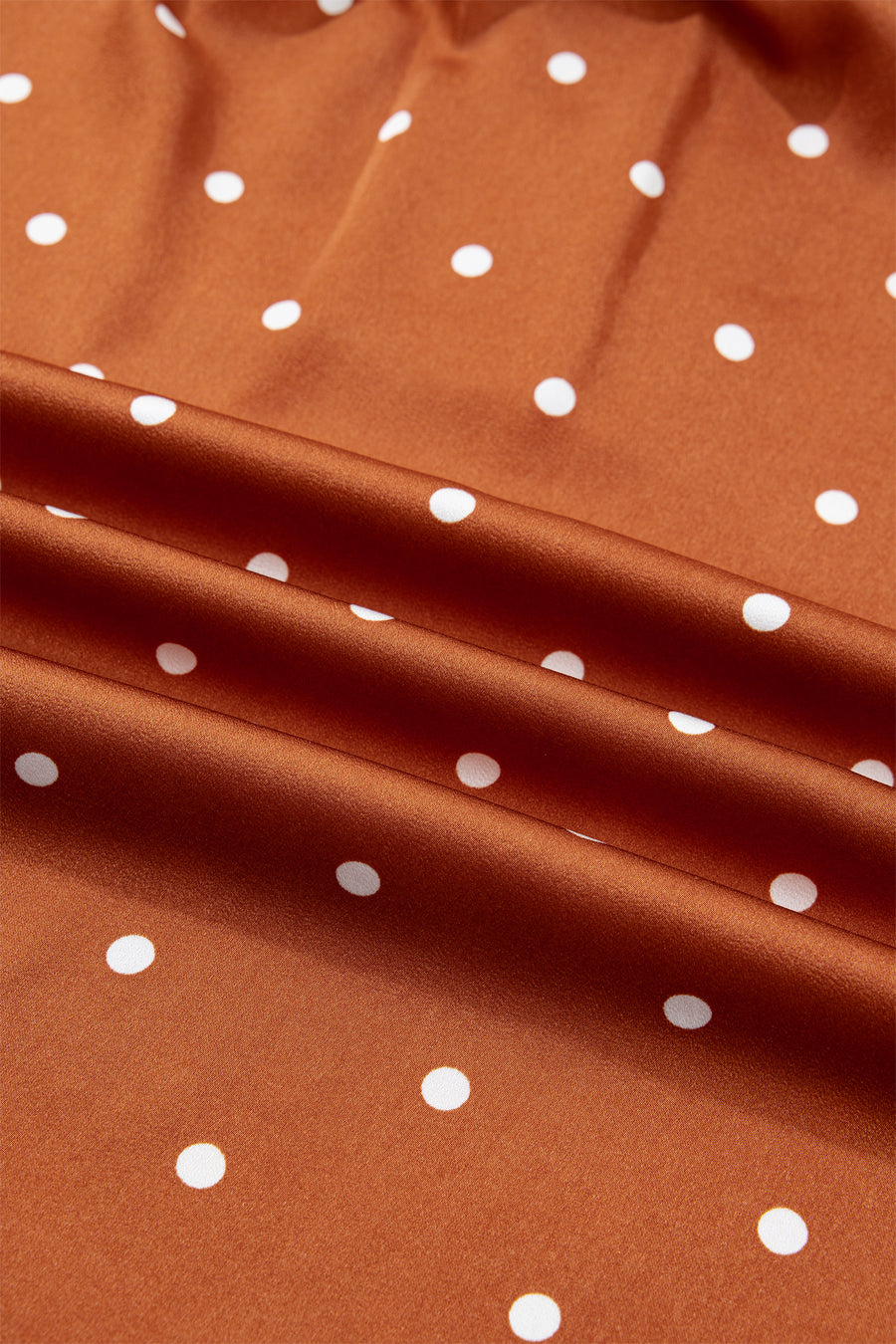 Brown Polka Dot Half Button V-Neck Long Sleeve Blouse Women UK