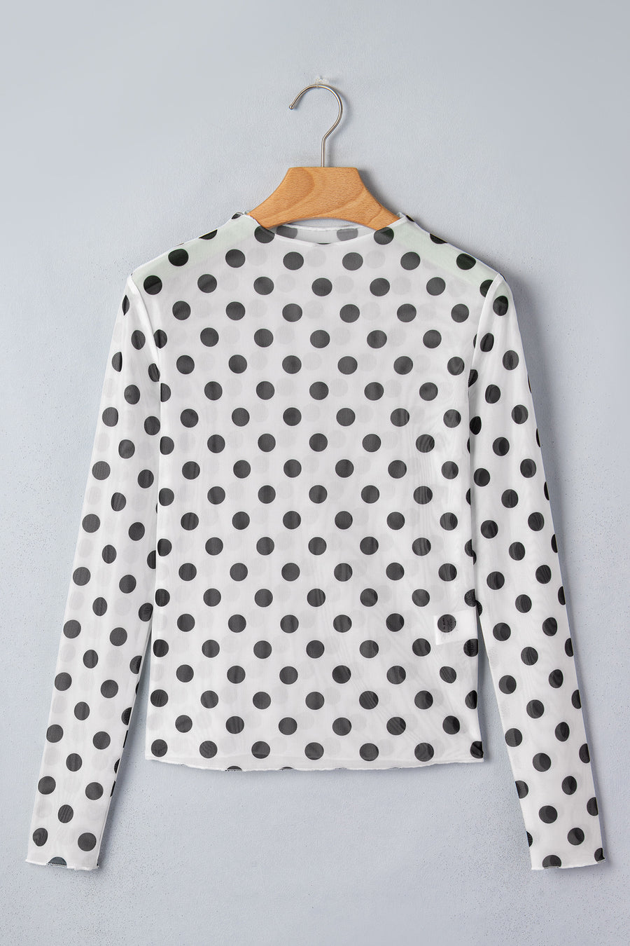 White Sheer Polka Dot Slim Top Women UK — full length view styled with layered camisole underneath — Fashionfitz