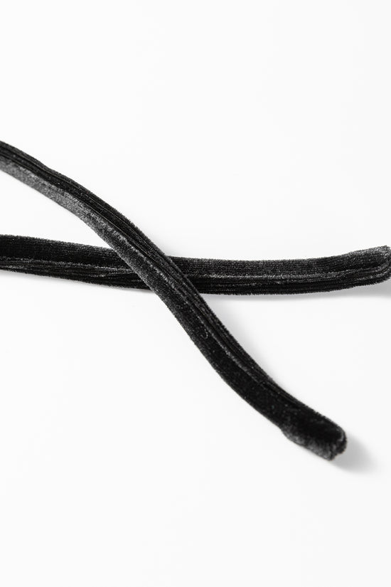 Black Velvet Straight‑Leg Drawstring Trousers