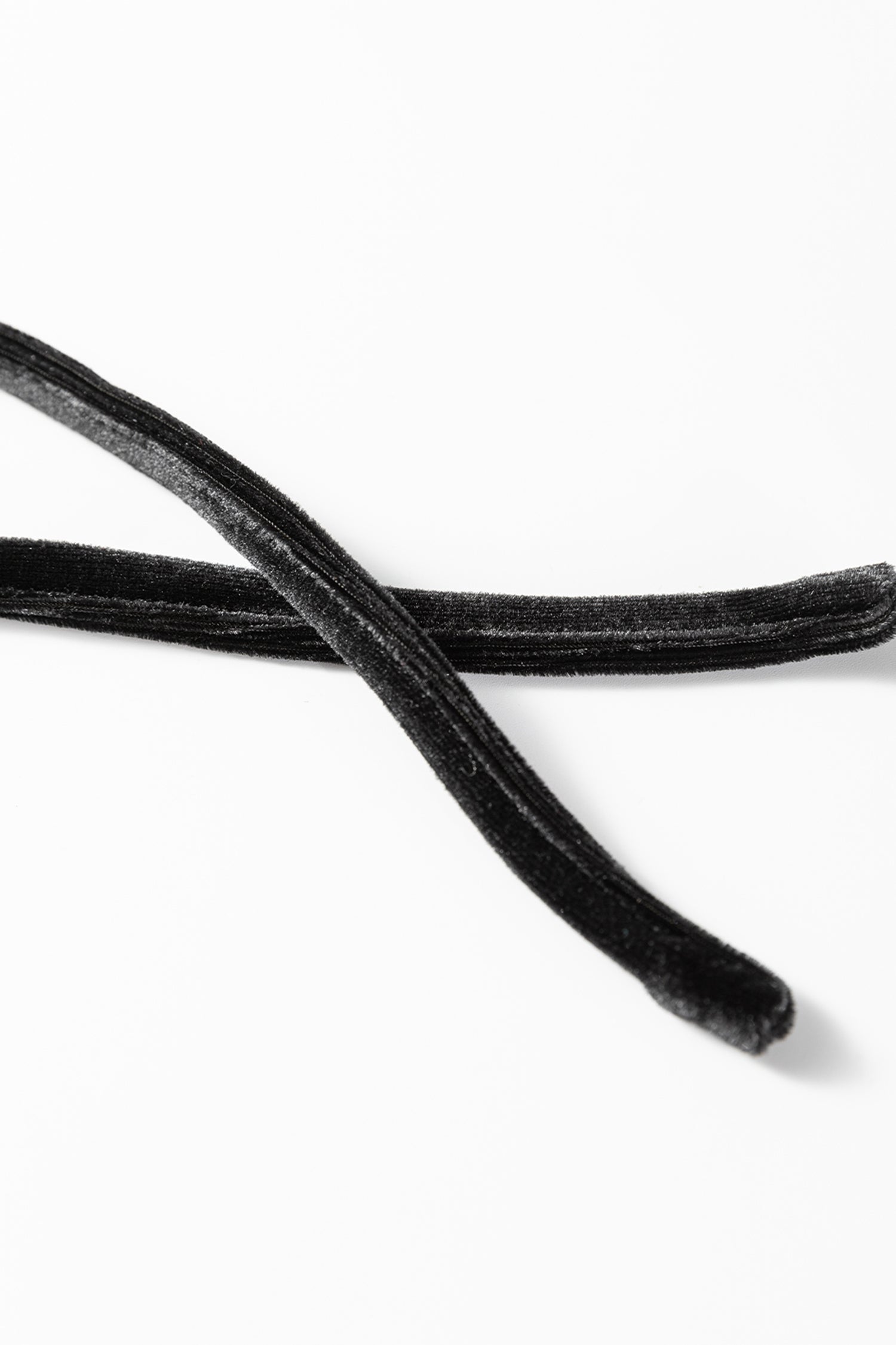 Black Velvet Straight‑Leg Drawstring Trousers