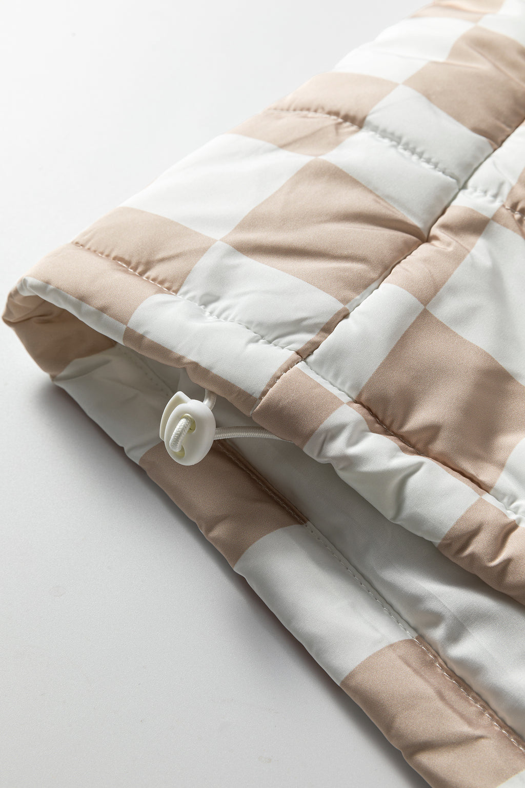 Khaki Plaid Quilted Gilet – Button & Zip Closure