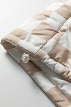 Khaki Plaid Quilted Gilet – Button & Zip Closure