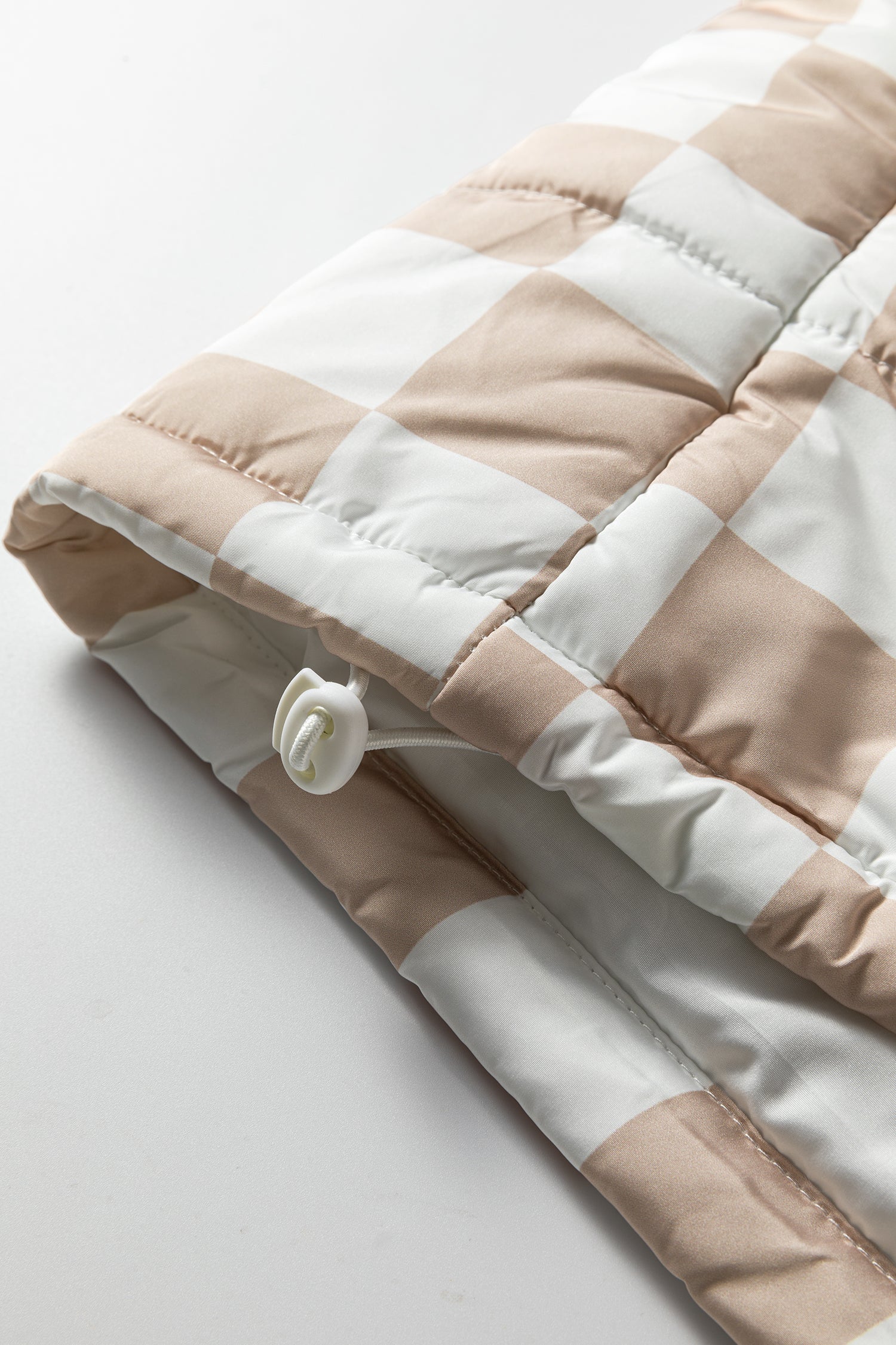 Khaki Plaid Quilted Gilet – Button & Zip Closure