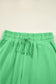 Drawstring waistband detail of green Drop Crop Wide-Leg Pants Set, designed for adjustable fit and everyday ease.