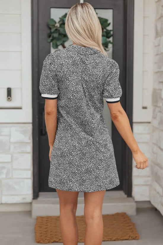 Black leopard polo short-sleeve dress | modern mini