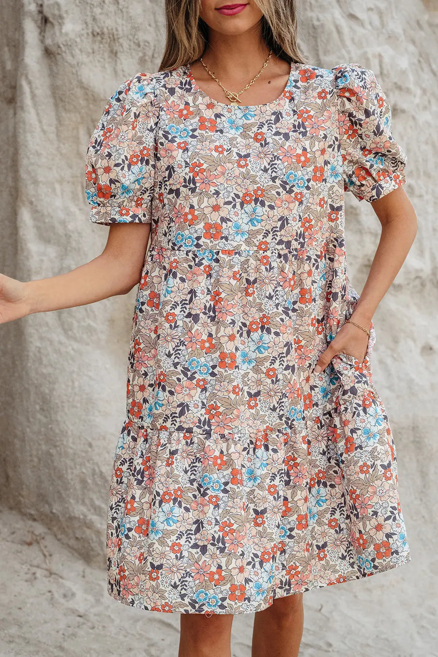 Purple Ribbed V Neck Floral Contrast Patchwork Maxi Dress Women UK