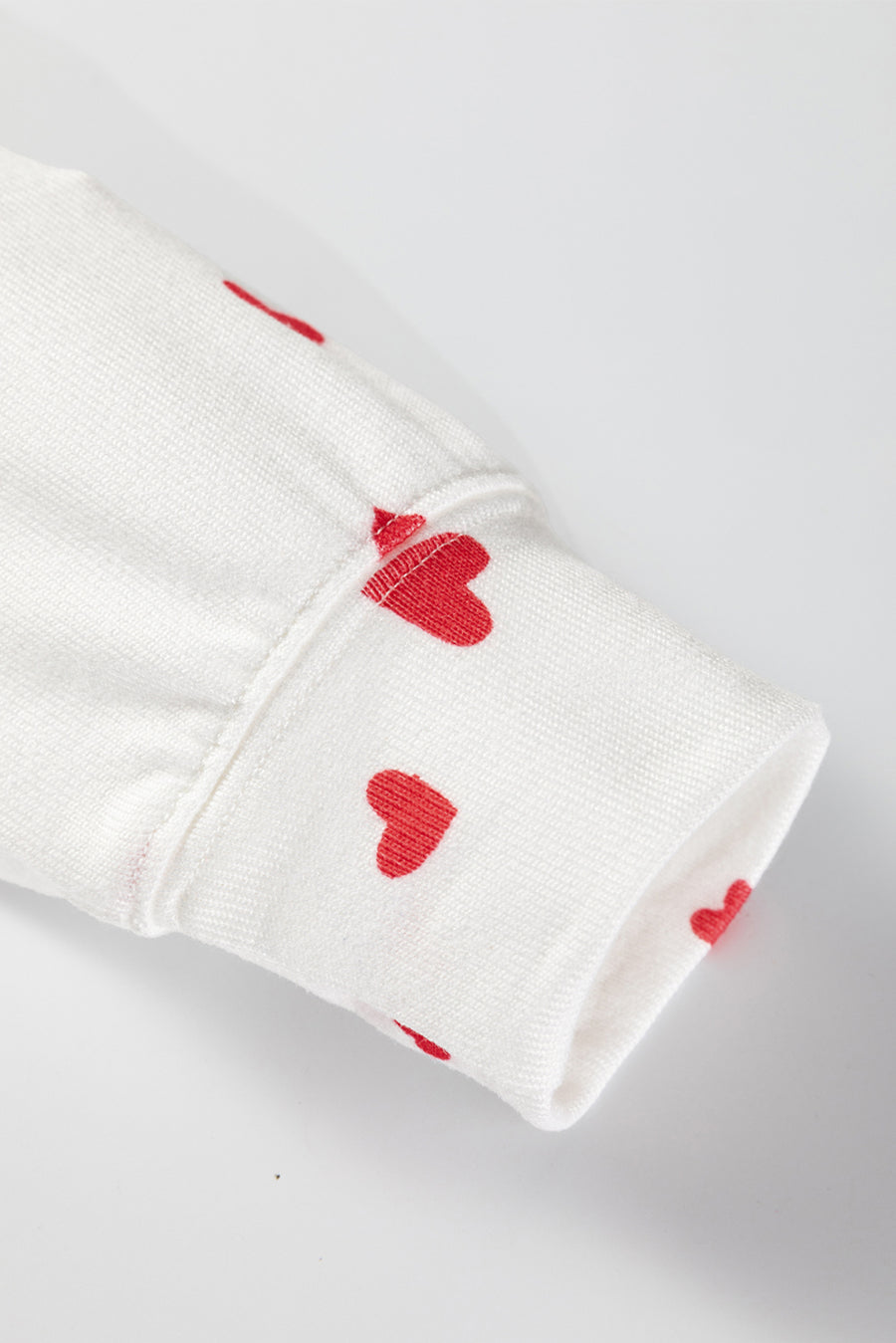 Fiery Red Tiny Hearts Printed Long Sleeve Top Drawstring Lounge Pant Set