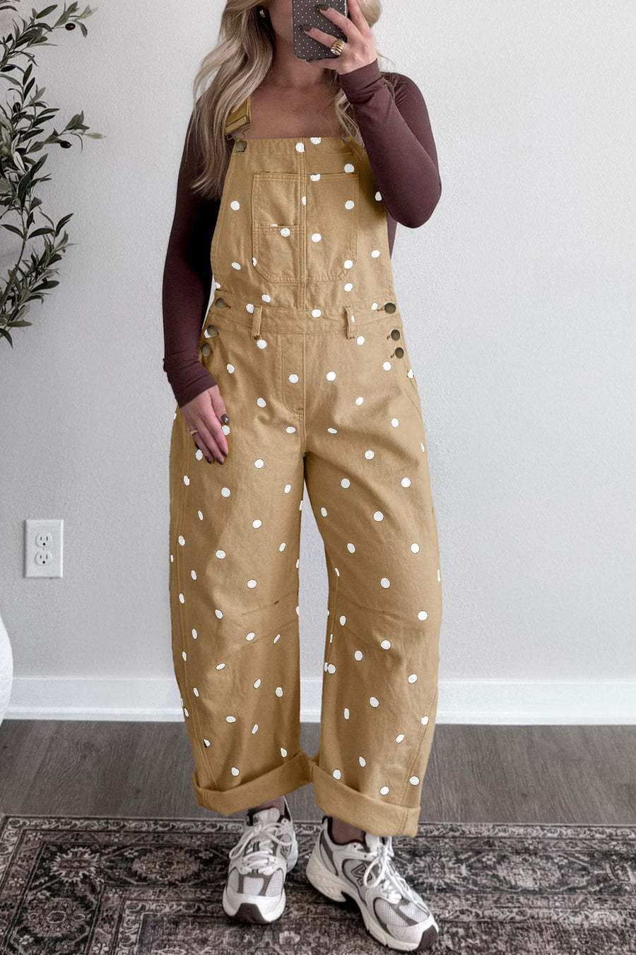 Polka Dot Denim Barrel Overalls Jumpsuit Women UK