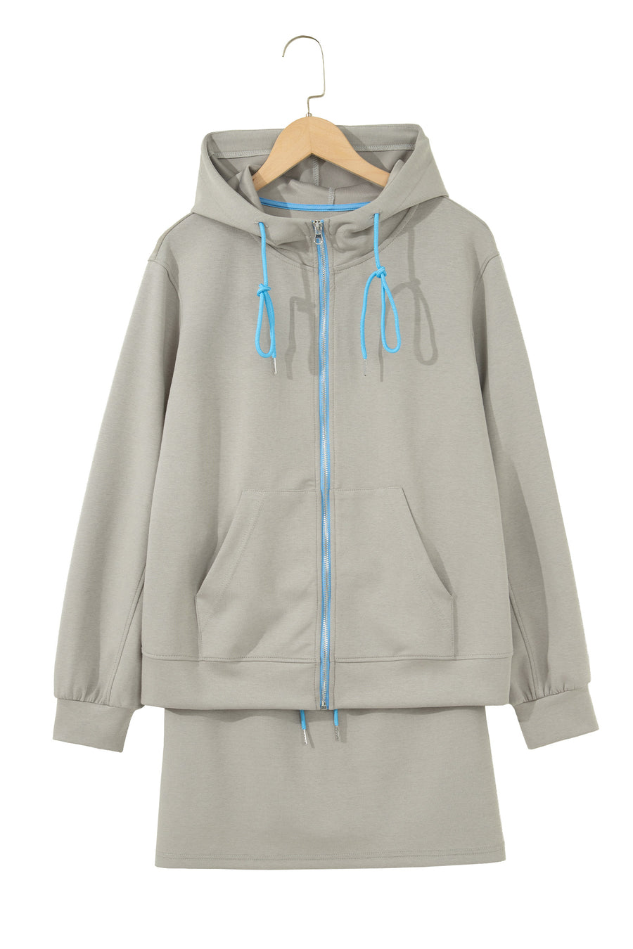 Smoke Green Contrast Trim Sporty Jacket & Mini Skort Set Women UK