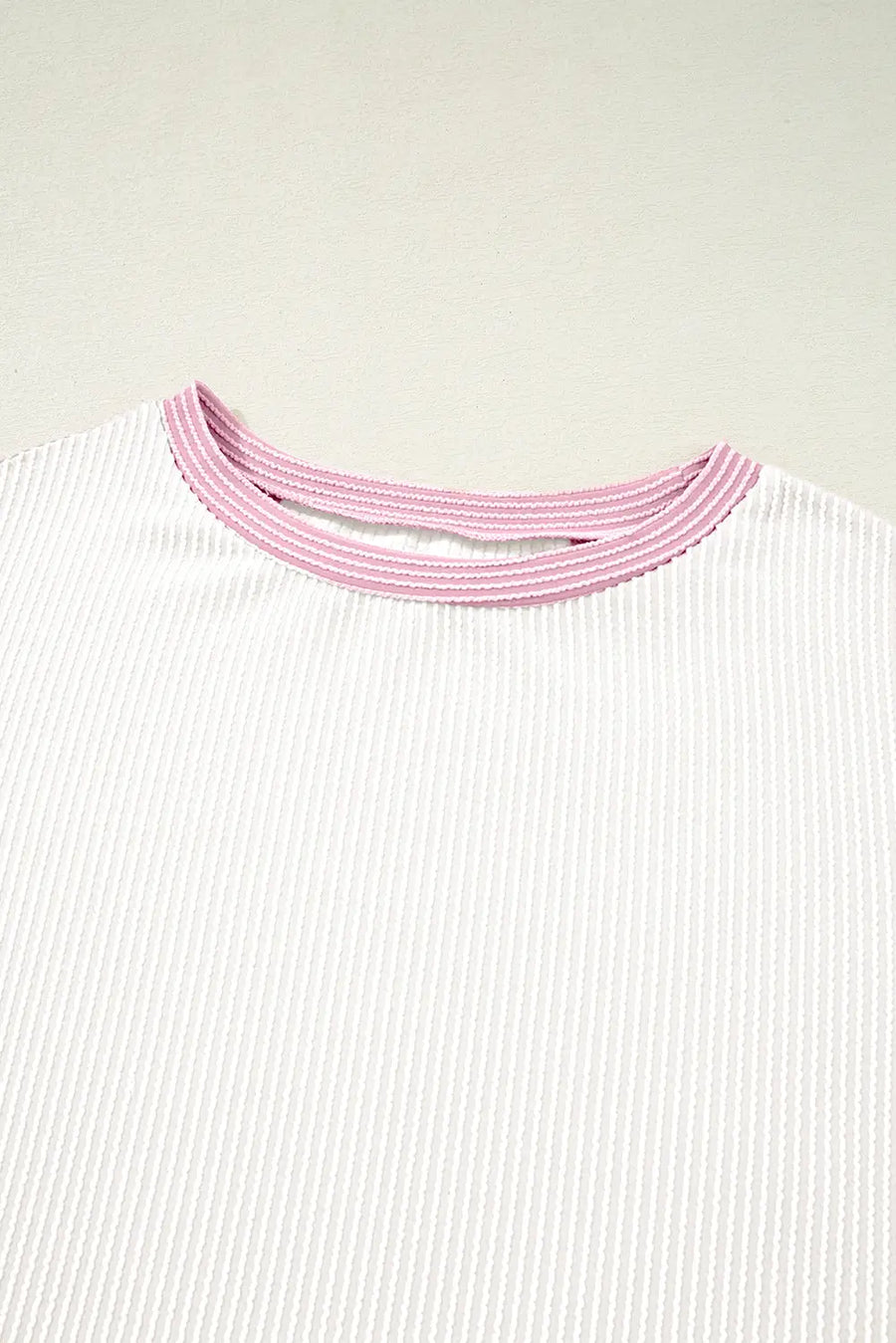 White Corded Colorblock Crewneck Tee — styled outfit look | Fashionfitz UK