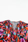 Abstract floral shirred puff sleeve blouse - blouses