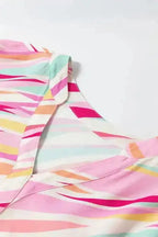 Abstract High Low Short Sleeve Blouse - Fashionfitz