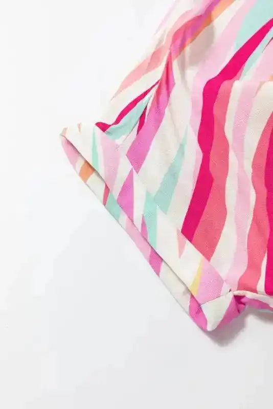 Abstract High Low Short Sleeve Blouse - Fashionfitz