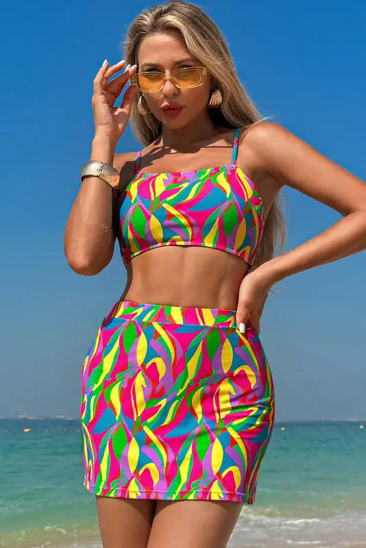 Abstract high waist bikini swimsuit