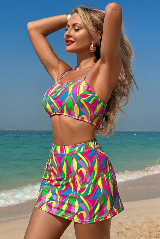 Abstract high waist bikini swimsuit