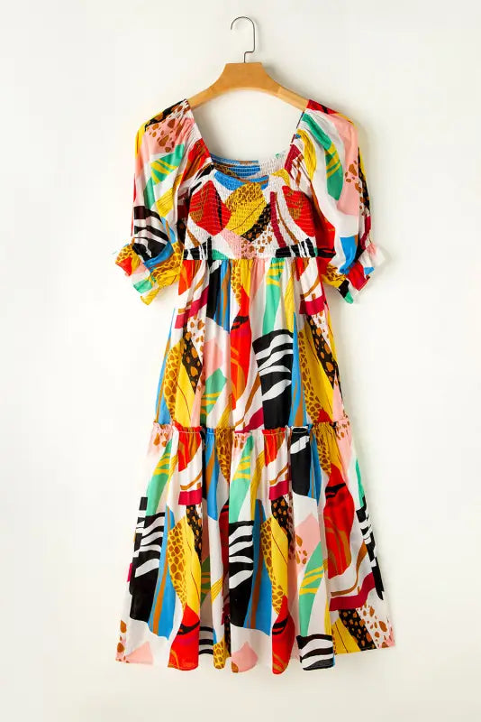 Abstract print boho maxi dress - dresses