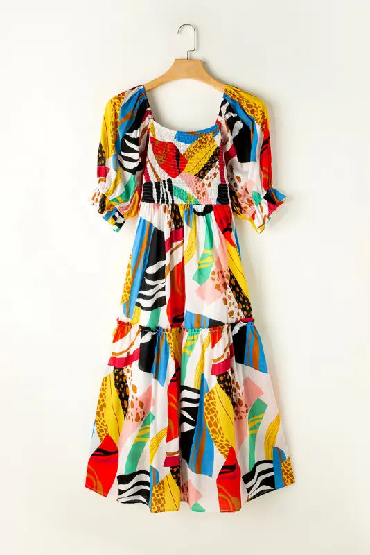 Abstract print boho maxi dress - dresses