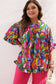 Abstract print plus size frilly trim blouse - blouses