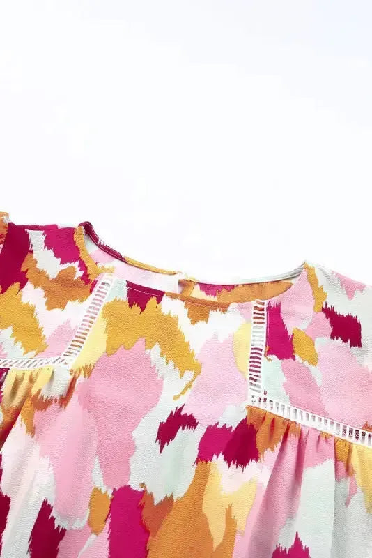 Abstract Printed Long Sleeve Blouse - Fashionfitz