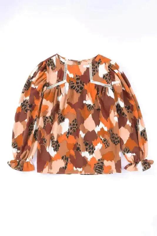 Abstract Printed Long Sleeve Blouse - Fashionfitz