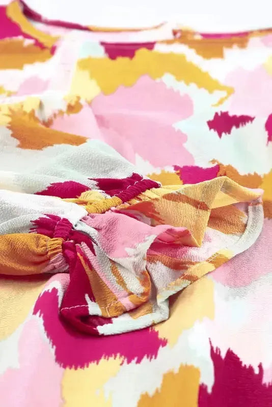 Abstract Printed Long Sleeve Blouse - Fashionfitz