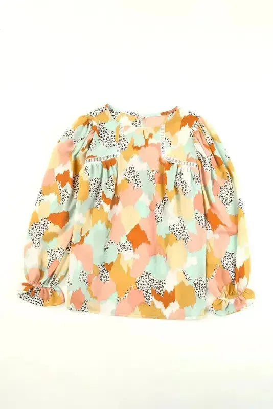 Abstract Printed Long Sleeve Blouse - Fashionfitz