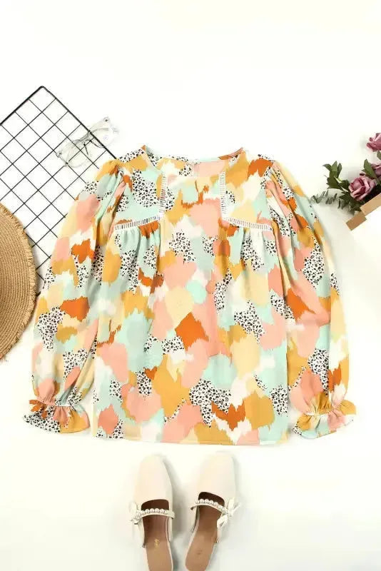 Abstract Printed Long Sleeve Blouse - Fashionfitz