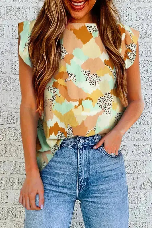 Abstract Printed Long Sleeve Blouse - Fashionfitz