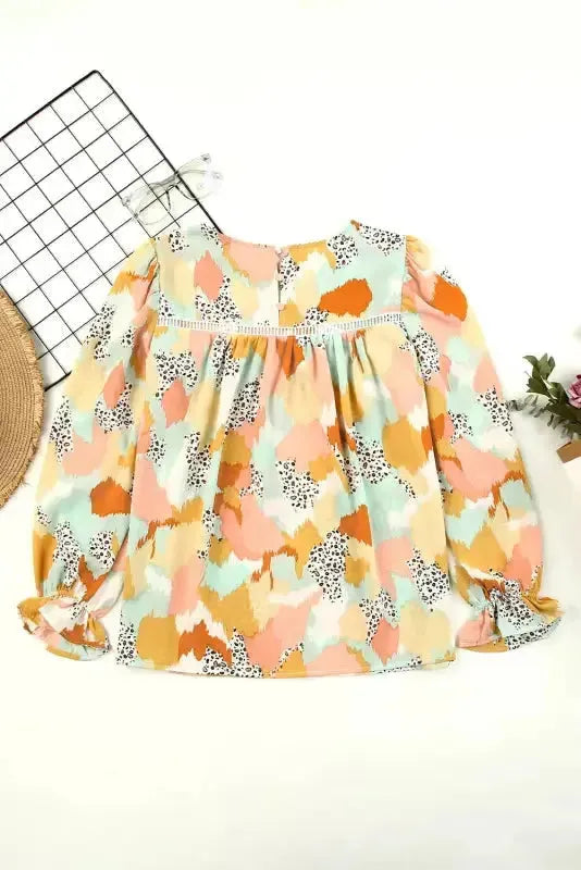 Abstract Printed Long Sleeve Blouse - Fashionfitz