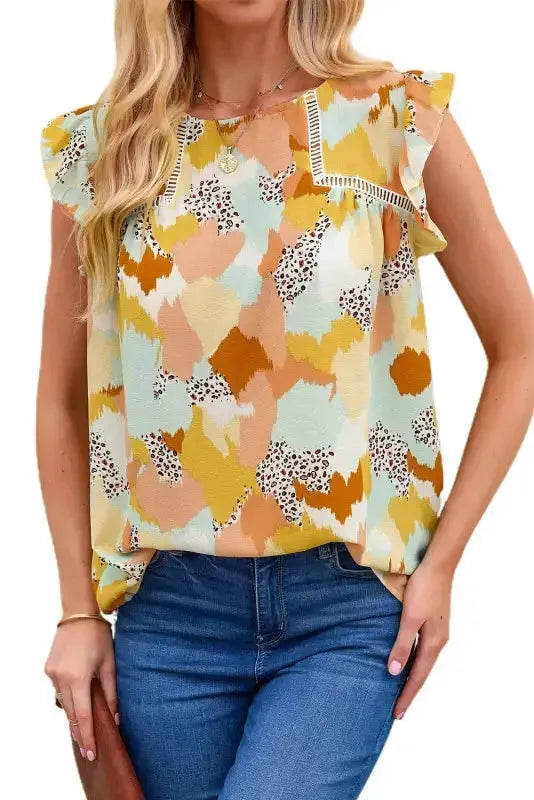 Abstract Printed Long Sleeve Blouse - Fashionfitz