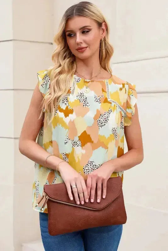 Abstract Printed Long Sleeve Blouse - Fashionfitz