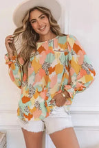 Abstract Printed Long Sleeve Blouse - Fashionfitz