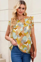 Abstract Printed Long Sleeve Blouse - Fashionfitz