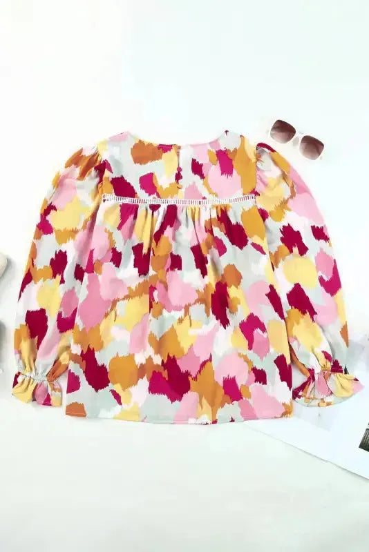 Abstract Printed Long Sleeve Blouse - Fashionfitz