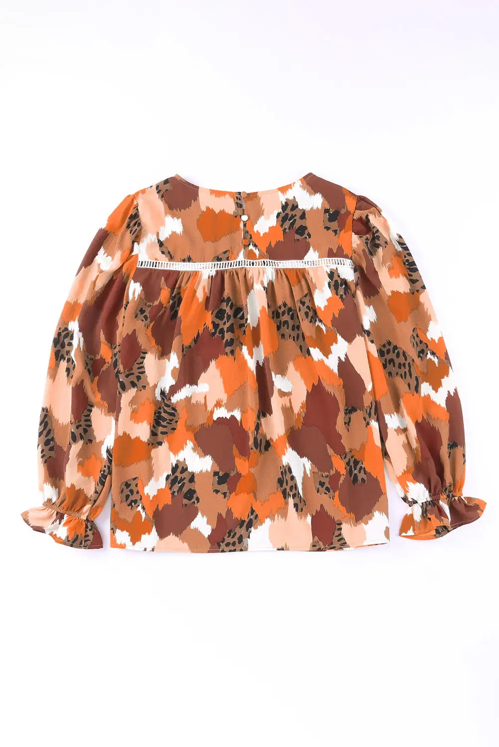 Abstract printed long sleeve blouse - tops