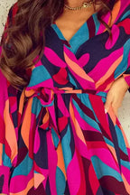 Abstract Puff Sleeve Mini Dress - Fashionfitz